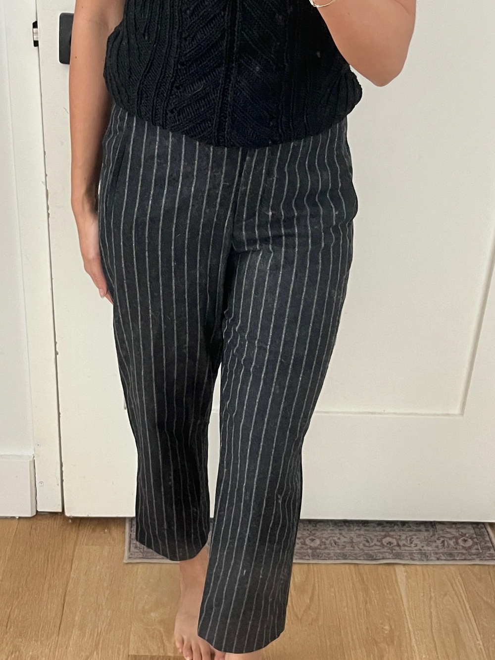 Wilfred Pinstripe Cropped Wide-Leg Pants